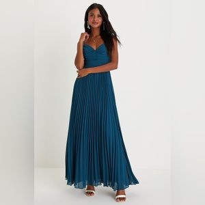 Navy Pleated Maxi